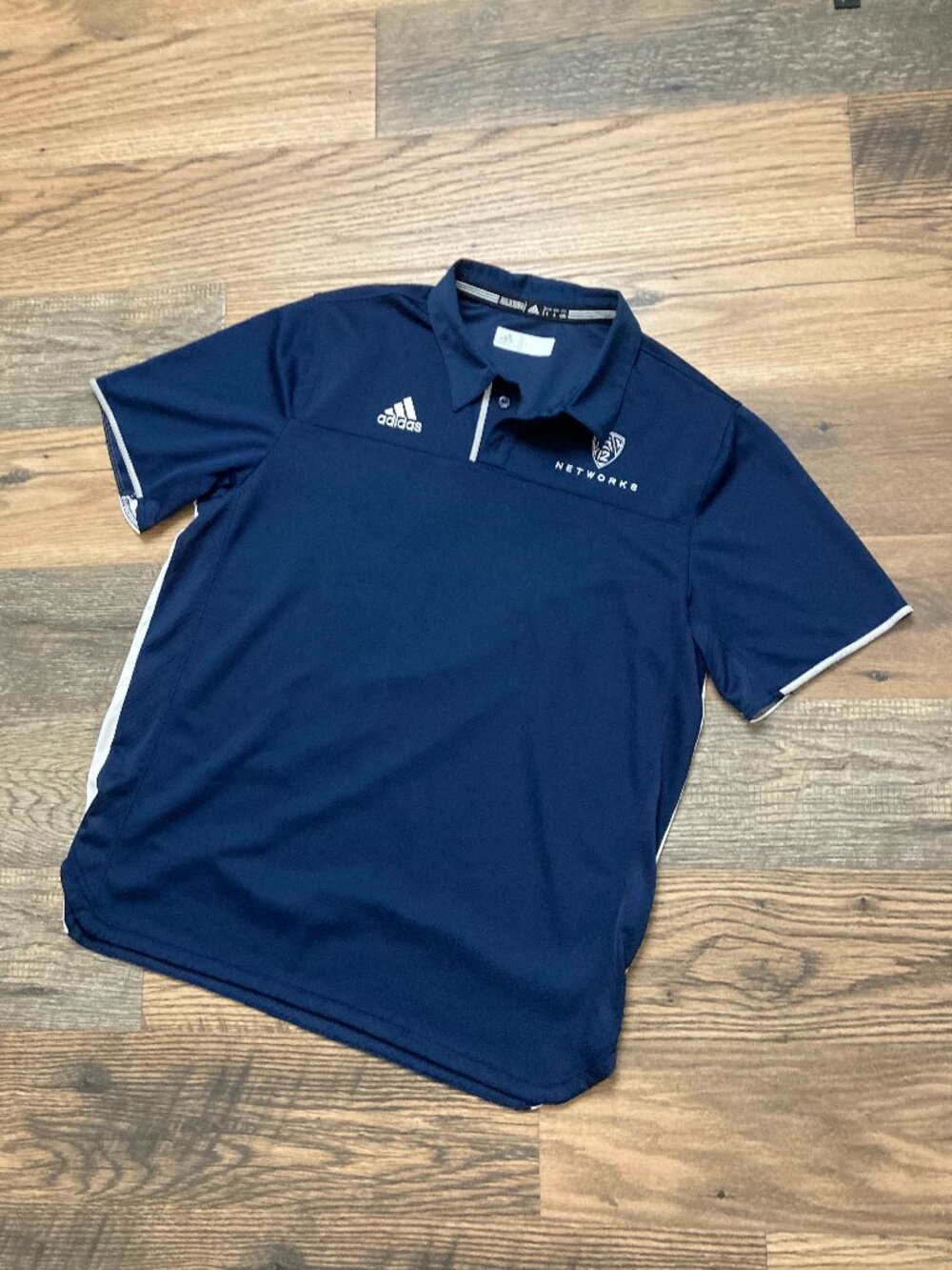 Adidas ClimaCool Polo Shirt Men's Large Blue PAC-12 Networks Performance Golf